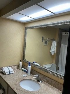 Dated vanity area before demo
