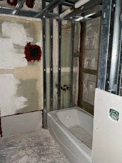 Tub set and wall prep