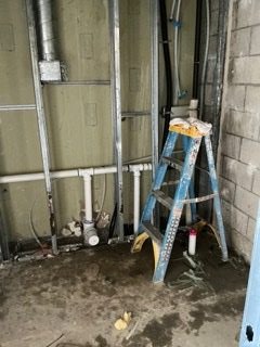 Plumbing wall in progress